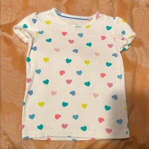 Mini Boden White Tee with Colorful Heart Print